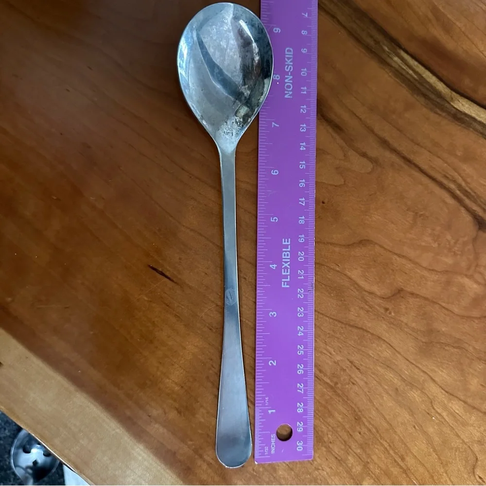 Italian Silver-Plated Serving Spoon - Sleek Design with Patina
